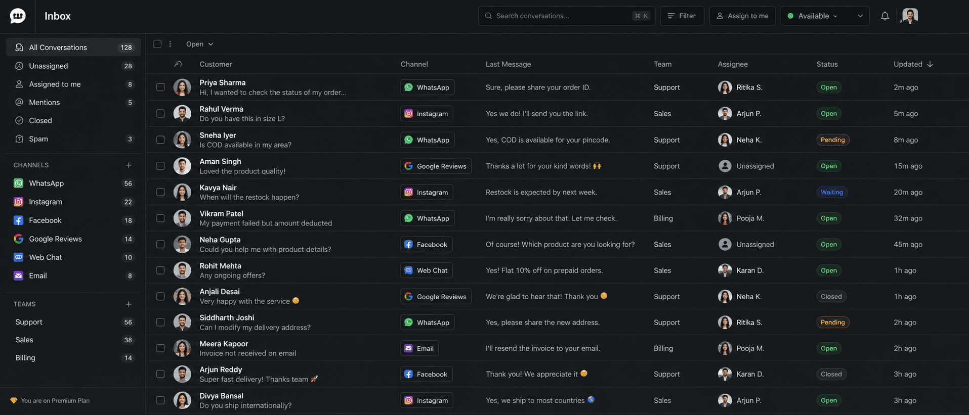 Simba unified CRM inbox